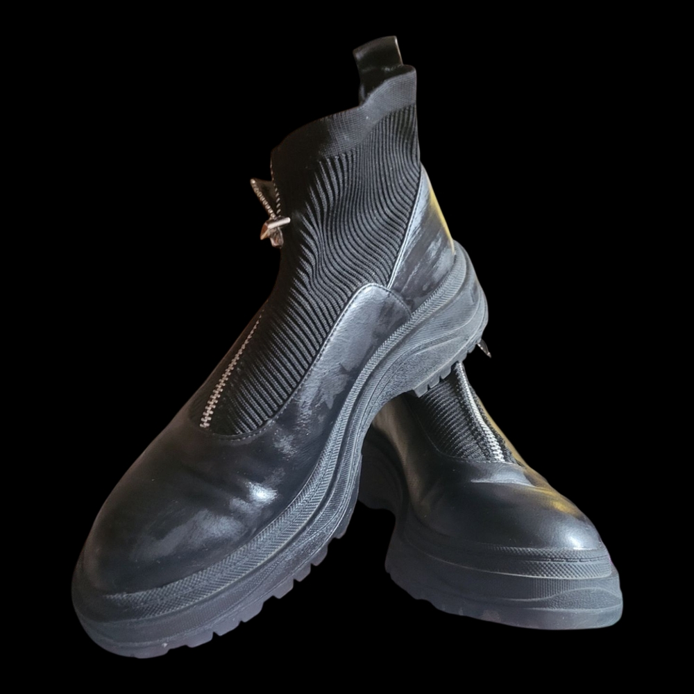 Zara Black Combat Moto Boots